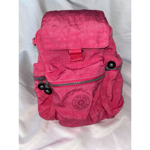 VINTAGE Kipling Mini Backpack Pink Crinkle Nylon No Gorilla - Picture 1 of 5